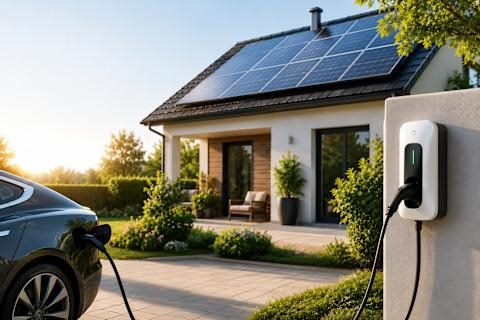 Casa con fotovoltaico e auto elettrica in ricarica alla wallbox